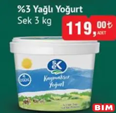SEK %3 YAĞLI YOĞURT 3 KG